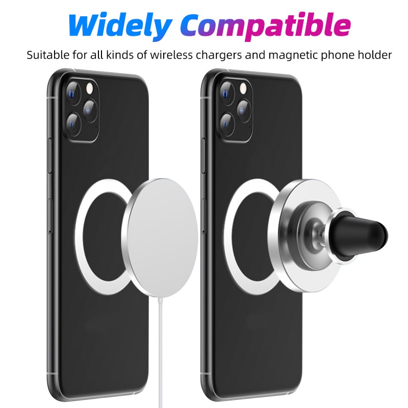 Vòng kim loại Ankndo hình tròn hỗ trợ củ sạc không dây từ tính Qi gắn lỗ thông gió xe hơi