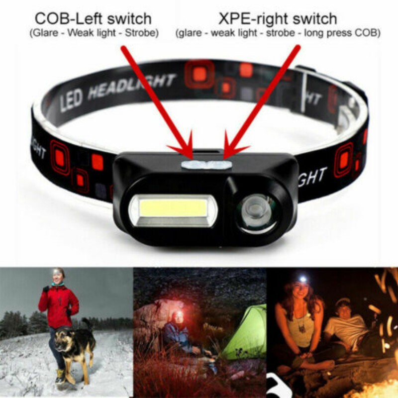 Đèn pin đeo đầu Mini Xpe + Cob Led nhiều chế độ sáng