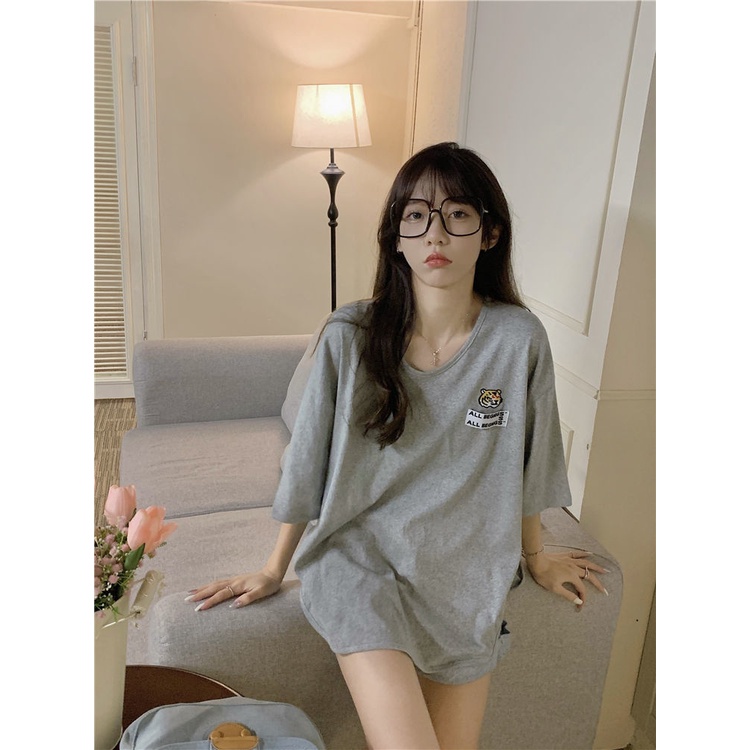 Áo Thun Ngắn Tay Thêu Họa Tiết Hổ Thời Trang Mùa Hè Hàn Quốc 2022 Dành Cho Nữ