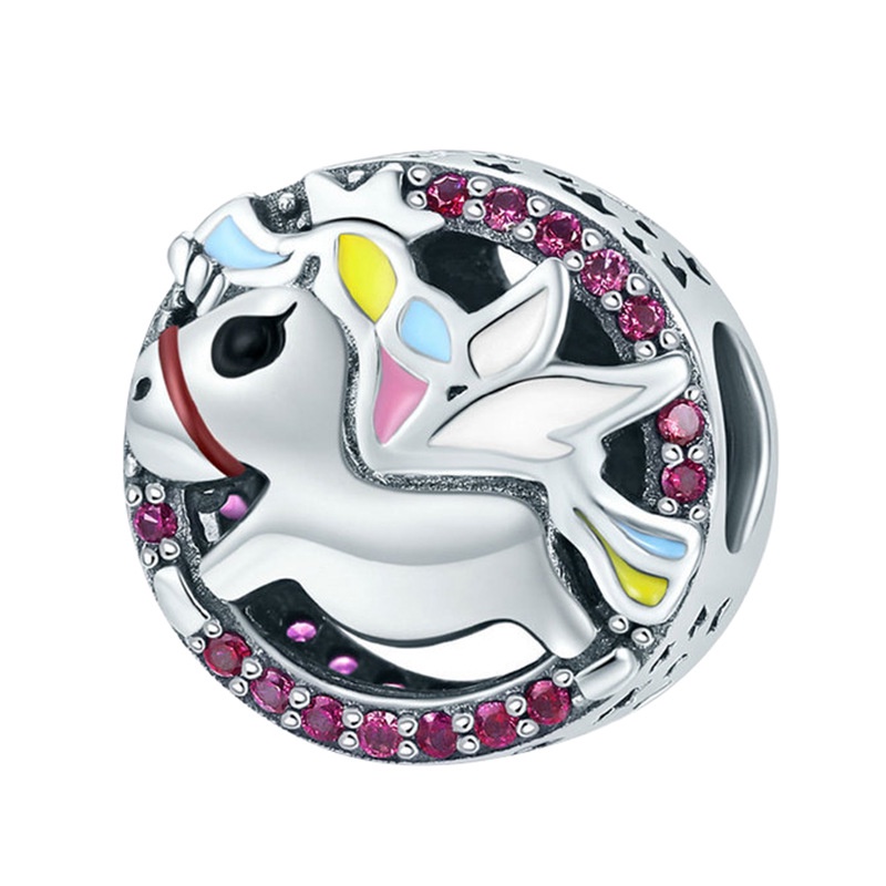 Hạt Charm Mạ Bạc 925 Hình Kỳ Lân Dùng Làm Trang Sức DIY