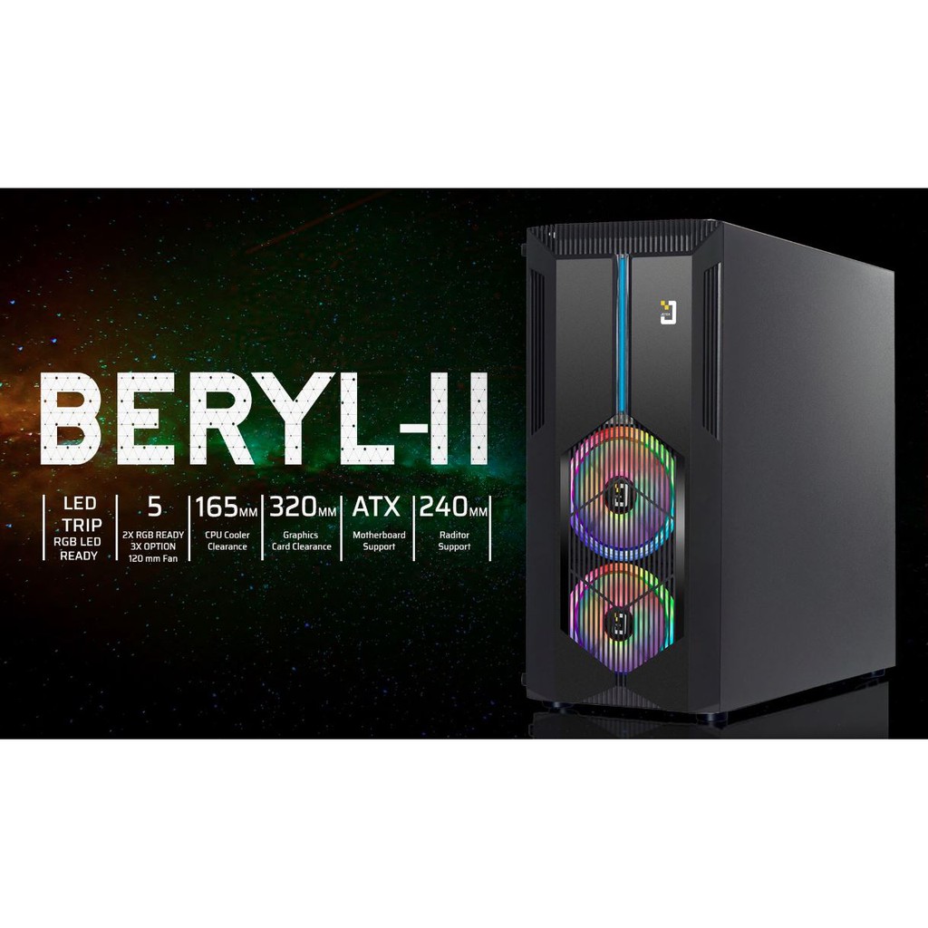 Vỏ case Jetek Beryl-2 (BLACK)-Tặng 2 Fan RGB
