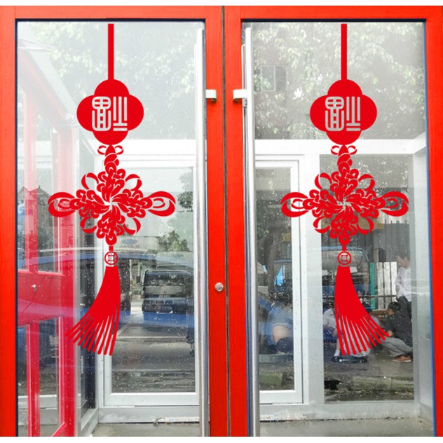 Decal trang trí Tết - Dây Kết Đồng Tâm Đỏ