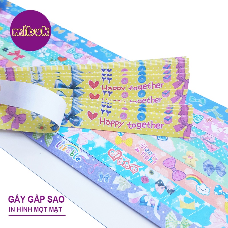 Giấy gấp sao in hình dễ thương 1 xấp 8 dãy hình 112 tờ