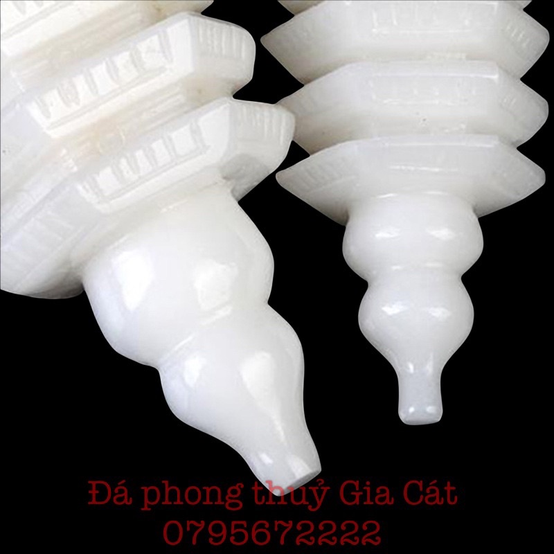 Tháp văn xương đá màu trắng phong thuỷ trưng bày có kiểm định