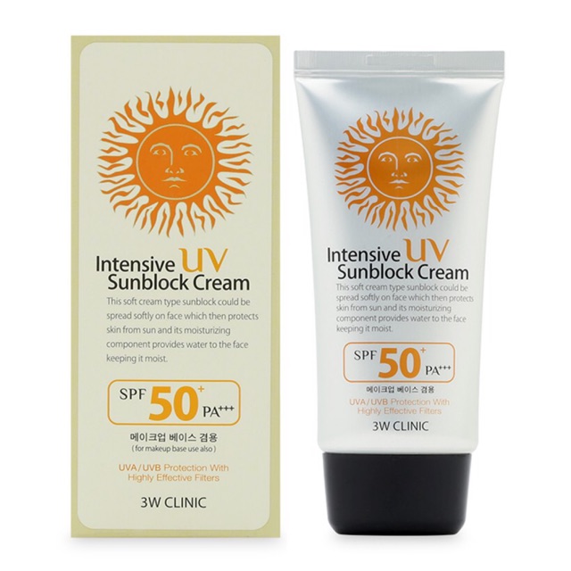 (Chính hãng) Kem chống nắng 3W CLINIC INTENSIVE UV SUNBLOCK CREAM SPF 50 PA+++