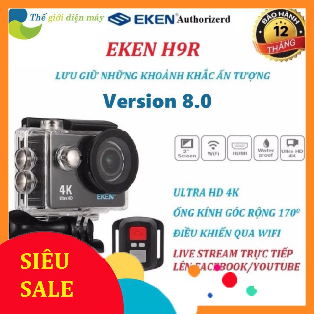 [SiêuRẻ] Camera hành trình oto Eken H9/H9R ultra HD 4K wifi phiên bản mới nhất V8.1, camera hành động eken h9r .