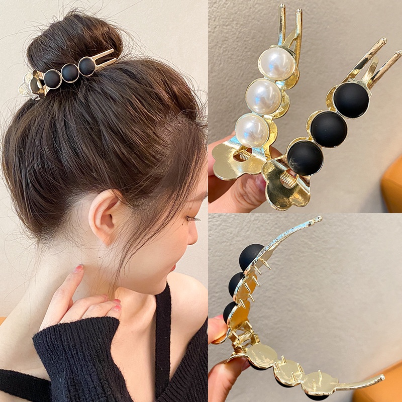 Kẹp Tóc Hình Cá Mập Đính Ngọc Trai Giả Bằng Kim Loại Thời Trang Thu Đông 2022 Cho Nữ