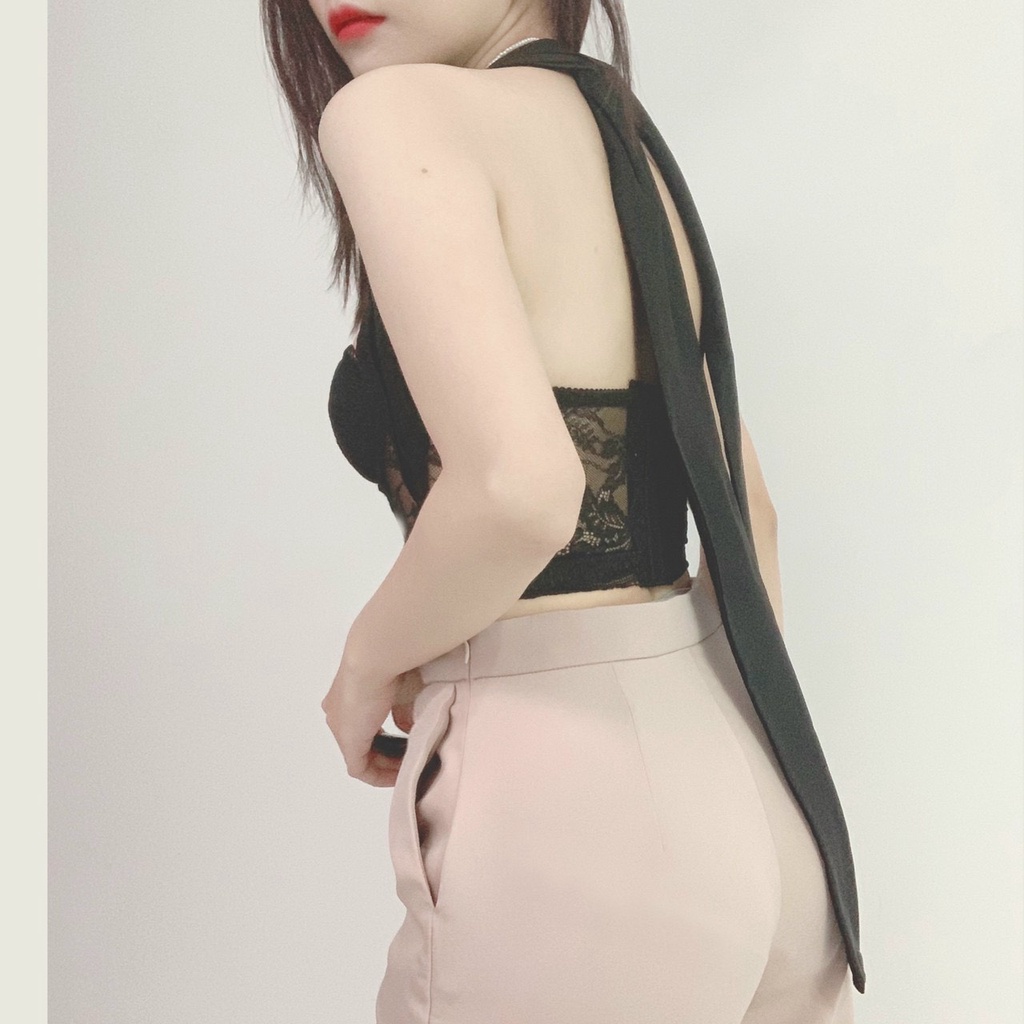 H02 [HÌNH THẬT] Áo Bra Ren Kiểu KATHY BRA Dáng Corset Bralette Cột Nơ Dây Lụa Mặc Được Nhiều Kiểu Cao Cấp croptop Dự Tệc