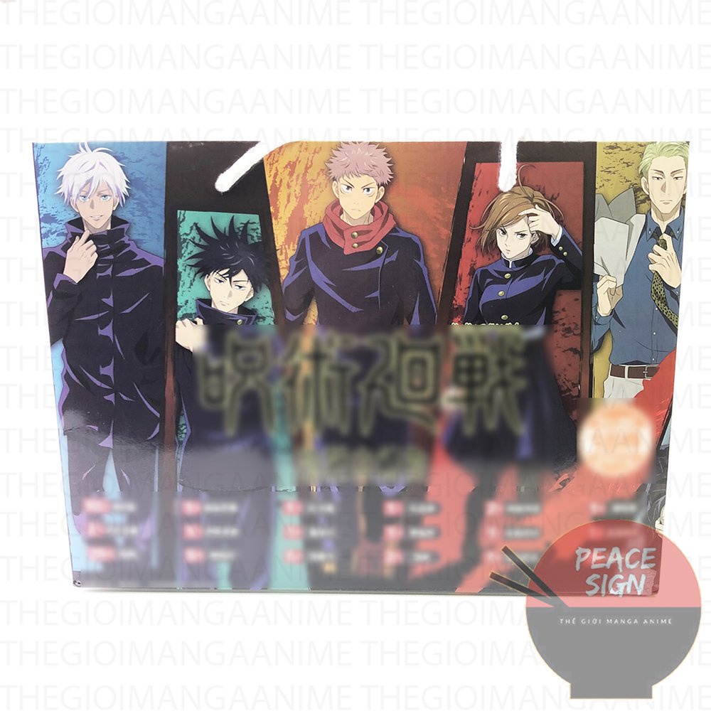 Túi quà tặng chữ nhật ngang CHÚ THUẬT HỒI CHIẾN JUJUTSU KAISEN anime chibi có poster postcard bookmark banner