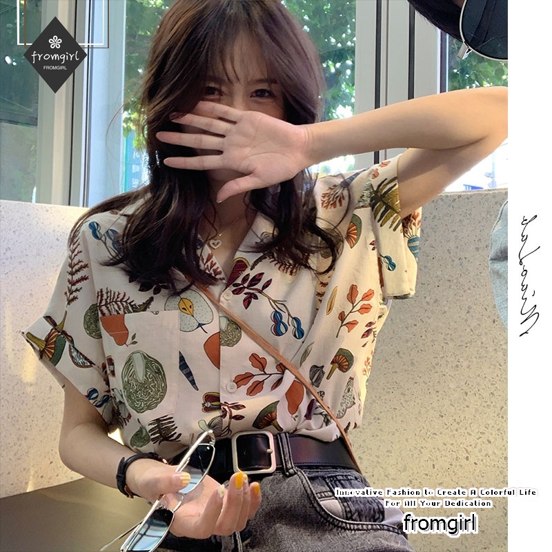 Áo Sơ Mi Ngắn Tay In Họa Tiết Phong Cách retro Pháp Thời Trang Mùa Hè Cho Nữ 2022