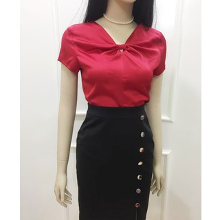 Áo trắng nữ 💖Freeship💖Áo sơ mi nữ cổ V vải lụa mềm mịn