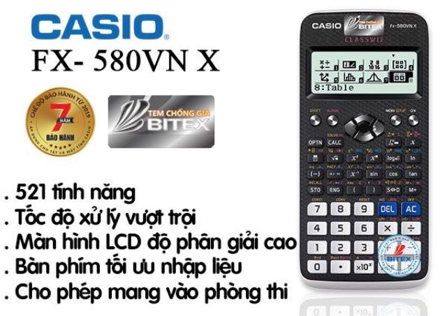 [Máy cũ còn tem] Máy tính CASlO FX 580VNX (Soi tem laser)