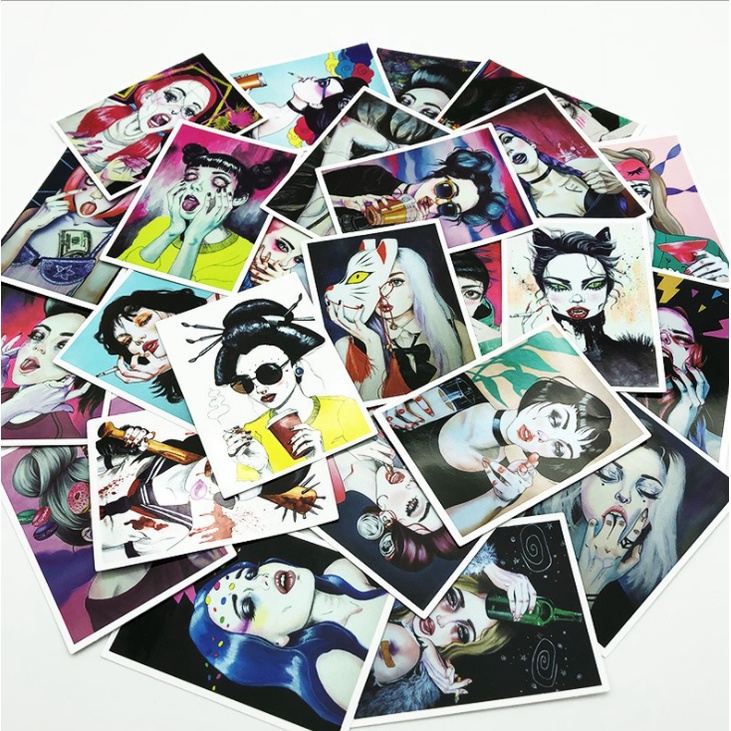 Sticker SEXY GIRL PHỐ TÀU nhựa PVC không thấm nước, dán nón bảo hiểm, laptop, điện thoại, Vali, xe