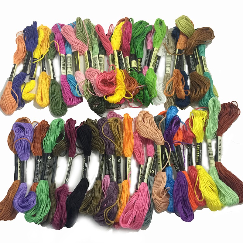 Set cuộn chỉ thêu nhiều màu sắc chất liệu cotton
