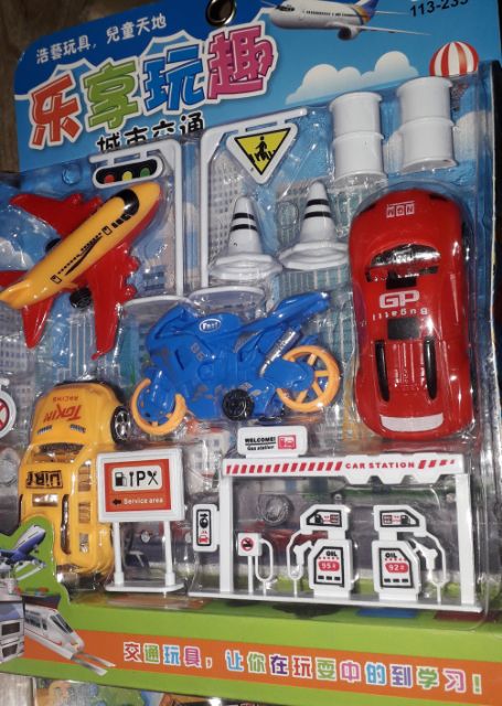 Sét xe mô hình công trình thành phố hoặc xây dựng bằng nhựa