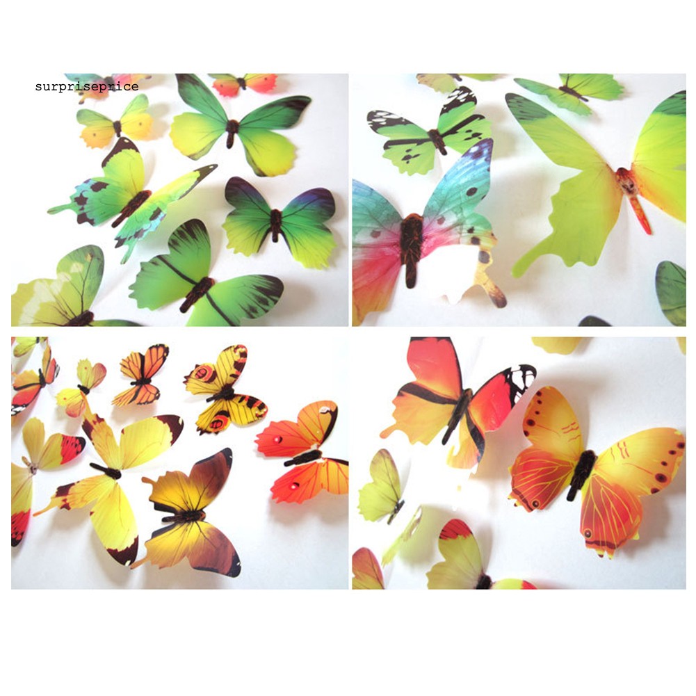 Nhãn dán tường họa tiết bướm 3D trang trí nhà cửa xinh xắn