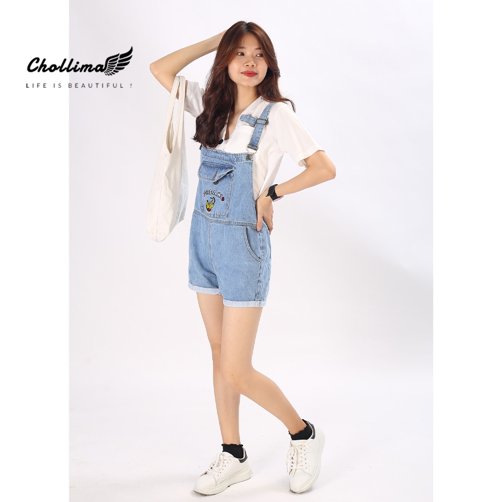 Yếm short jean Chollima thêu cún YJ008