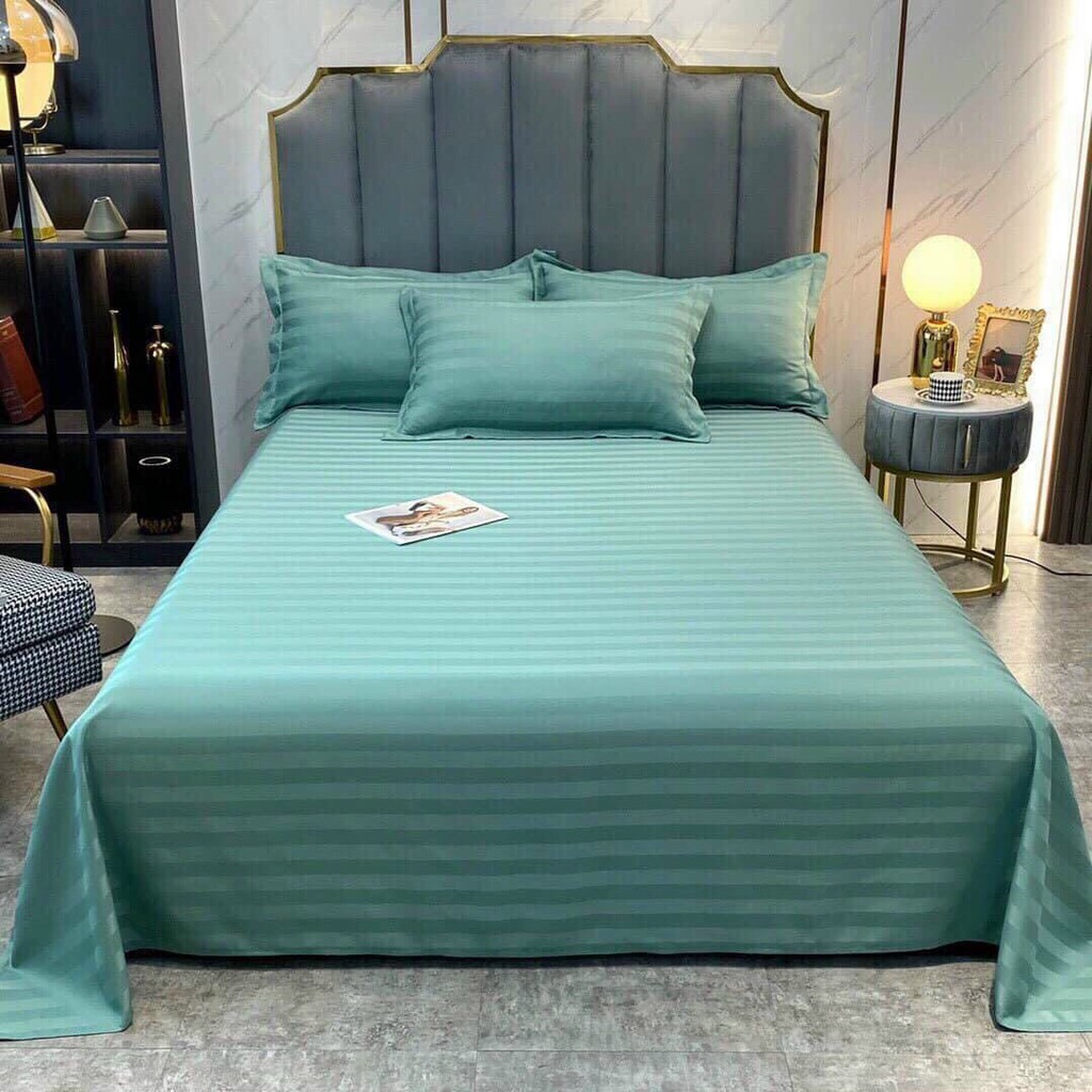 Bộ ga giường và vỏ gối Cotton 3F chuyên dùng khách sạn, homestay Trải nghiệm như được nằm khách sạn ! với ga gối sọc 3F