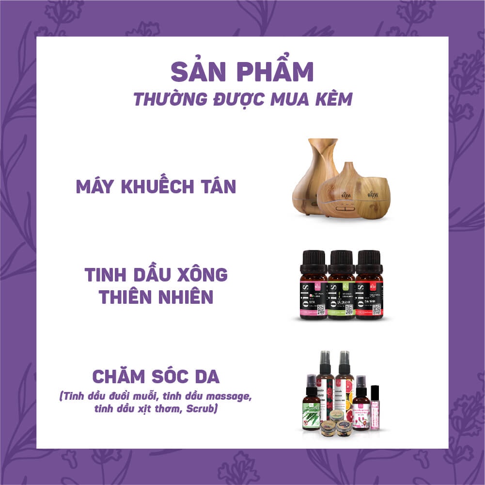 Tinh dầu Xông Oải Hương Haeva Cao Cấp, 100% Thiên Nhiên, kháng khuẩn, giúp ngủ ngon, đuỗi muỗi, Chai 10ml/30m/100ml