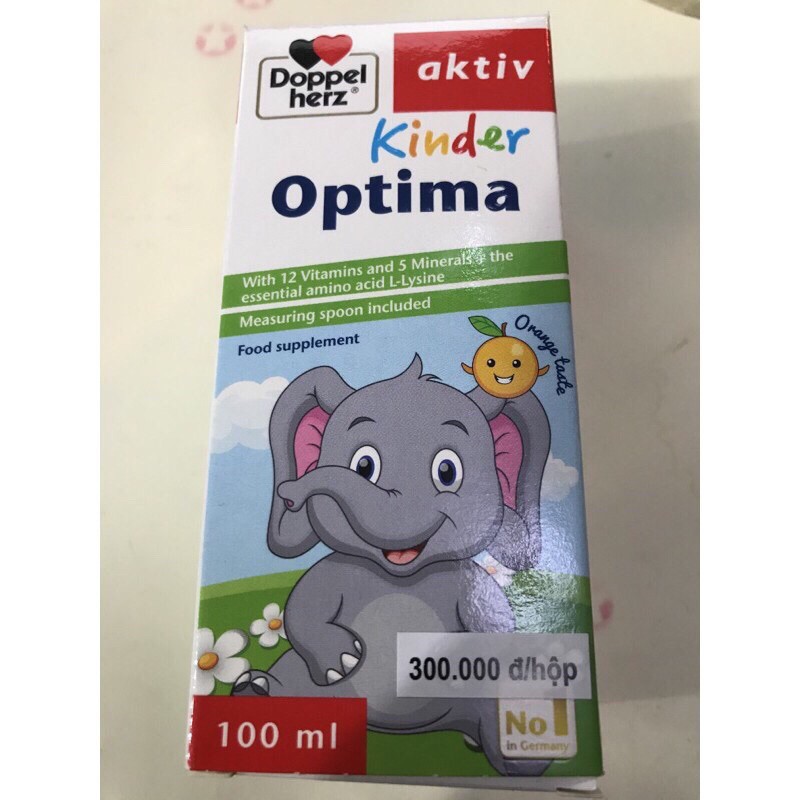 Siro ăn ngon DoppelHerz kinder multivitamin syrup with L-Lysine (khỏe như voi, bớt ốm còi ,vươn tầm vóc ,HCH ,Đức