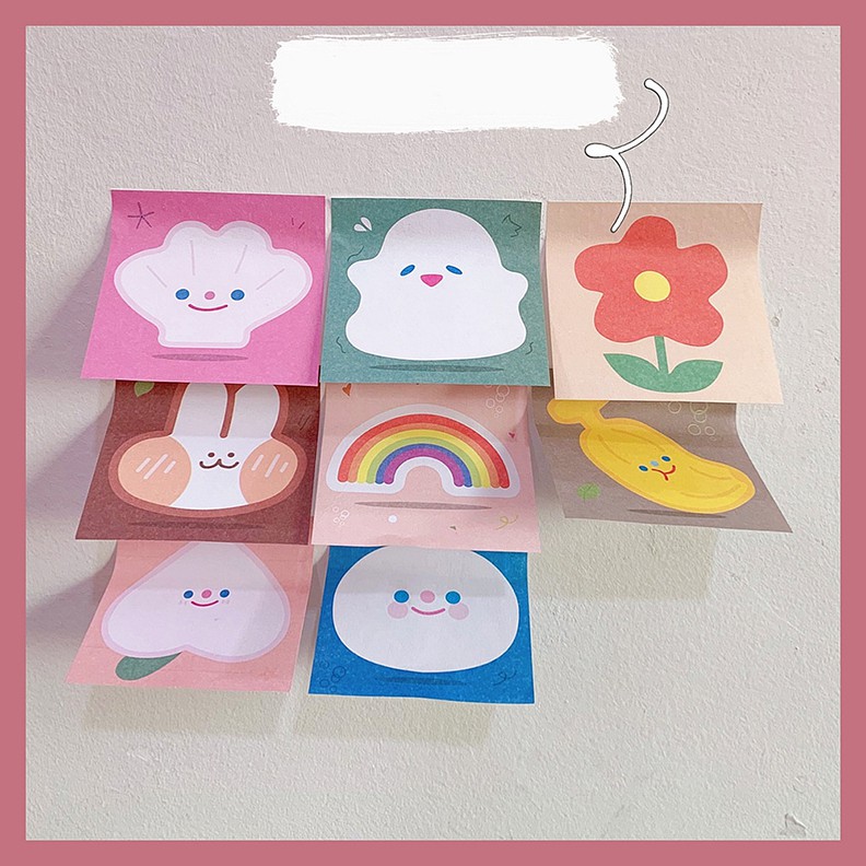 Giấy Ghi Chú Sticky Note Nhắc Nhở Họa Tiết Hoạt Hình Thỏ Cam Mặt Cười