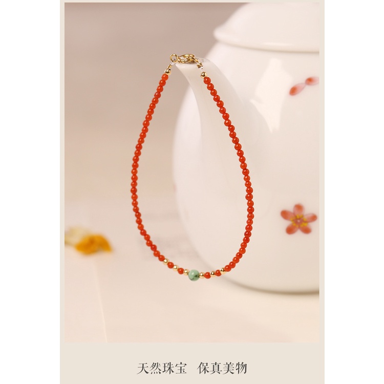 [Hàng Mới Về] Vòng Tay Hạt Đá Mã Não Đỏ Phong Cách Dân Tộc