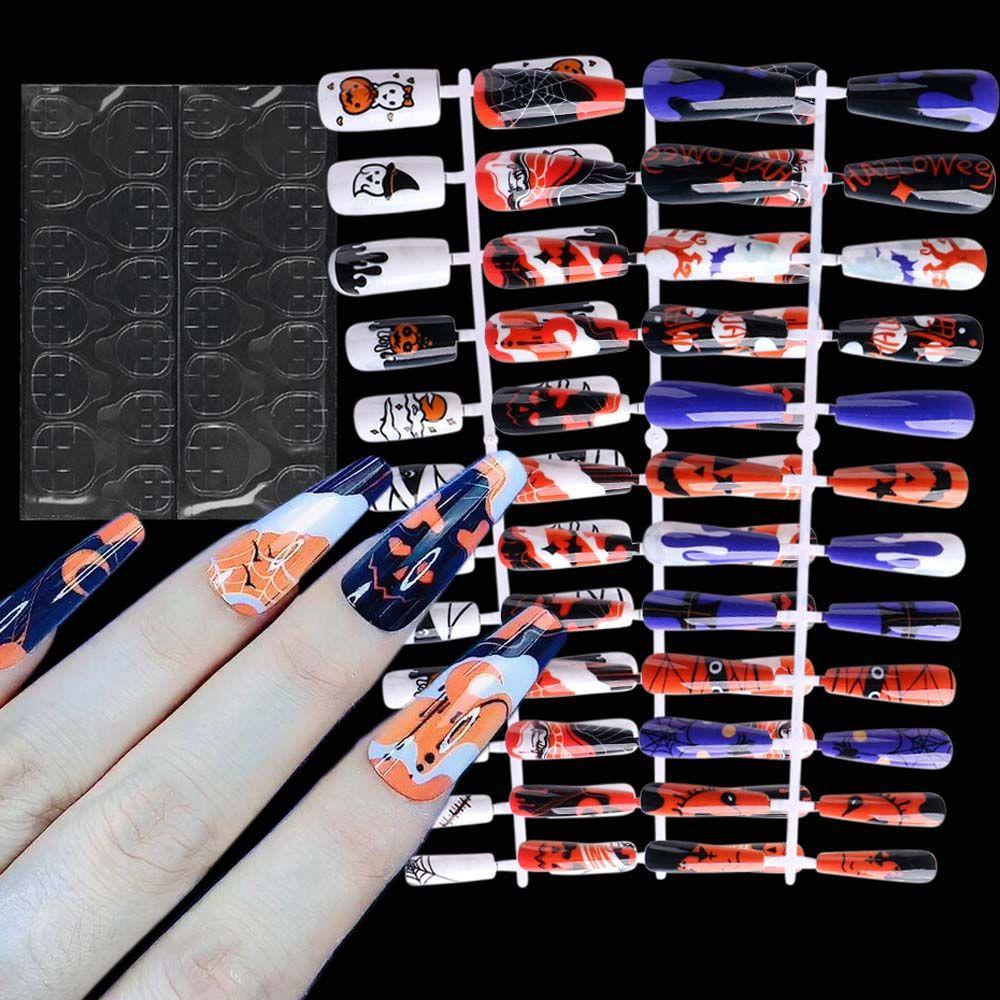 OCEANMAP Bộ Móng Tay Giả Hình Bí Ngô Kèm Vỏ Bọc Toàn Diện DIY