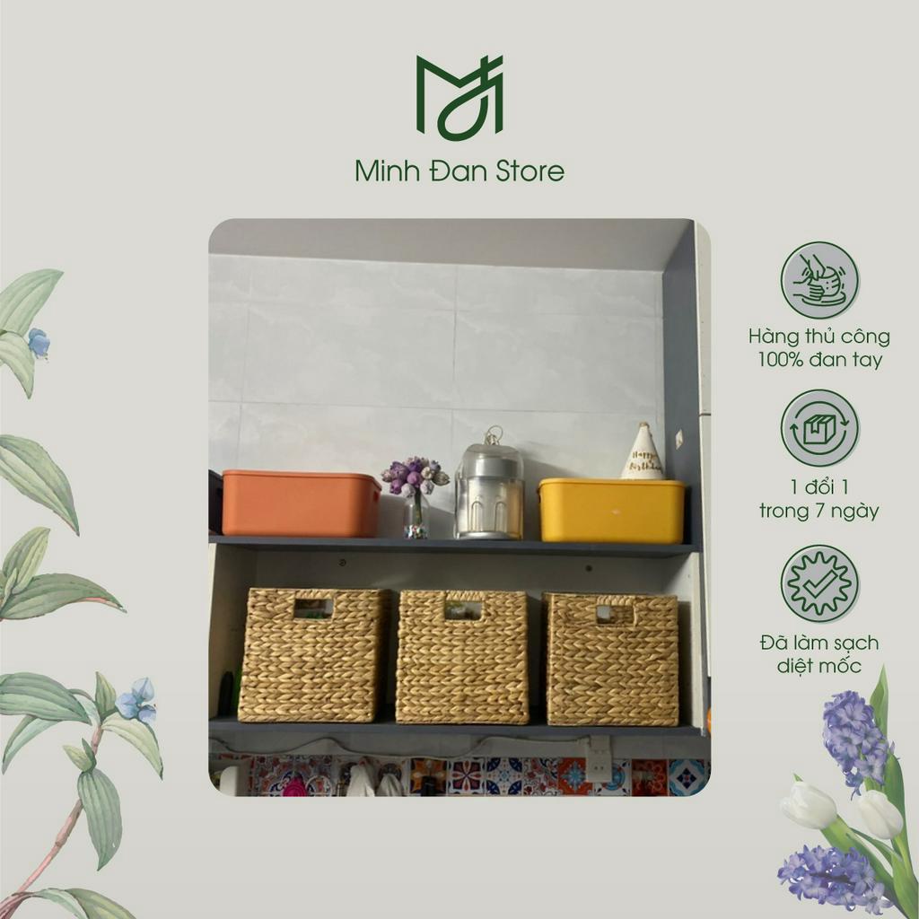 Giỏ lục bình đựng đồ, đựng quần áo, giỏ vuông đựng đồ đa năng, có tay cầm, đựng đồ chơi, decor nhà cửa