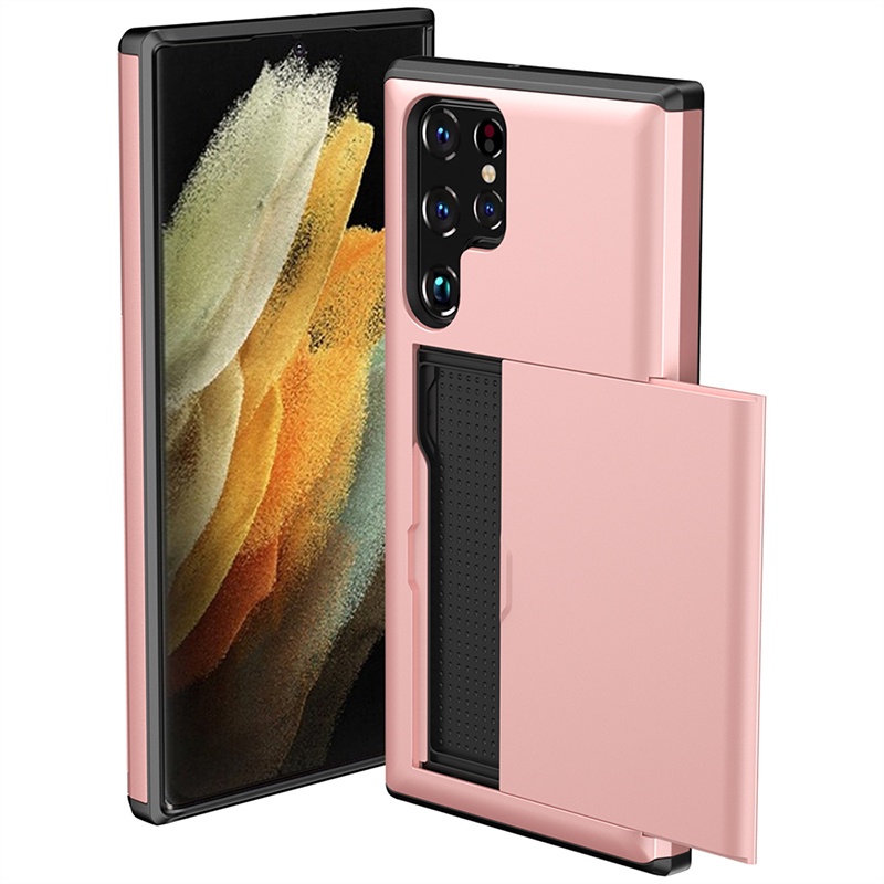 Dành Cho Samsung Galaxy S22 Ultra S21 Plus S20 FE 2022 Vỏ Ví Chống Sốc Có Khe Cắm Thẻ Tín Dụng