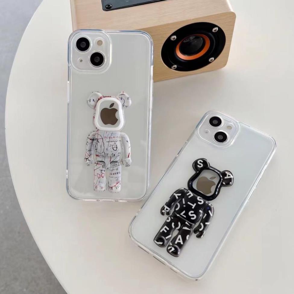Ốp điện thoại gấu Bearbrick iphone X Xs Xsmax 11 promax 12 12promax 13 pro max trong suốt bảo vệ camera silicon