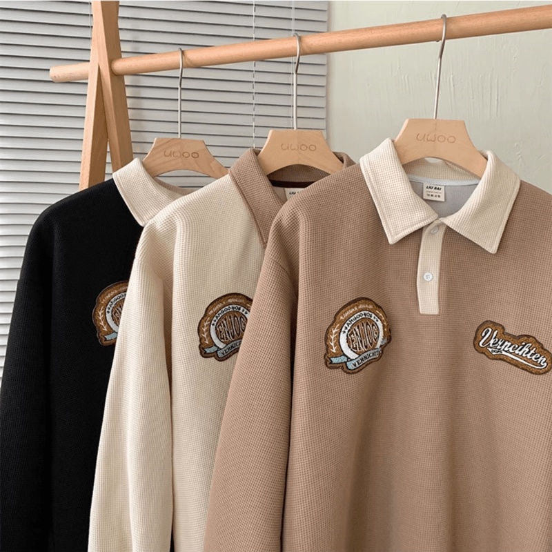 Áo Thun POLO Tay Dài Oversize Phong Cách Thời Trang Nhật Bản Cho Nam Giới [M-3XL]