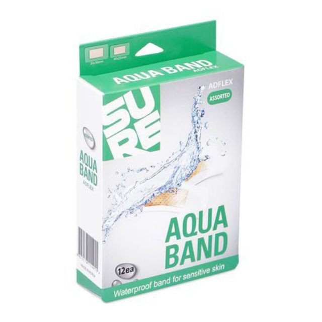 Băng Keo Cá Nhân Không Thấm Nước Aqua Band Waterproof Plaster (hộp 2 size – 12 miếng) Hàn Quốc