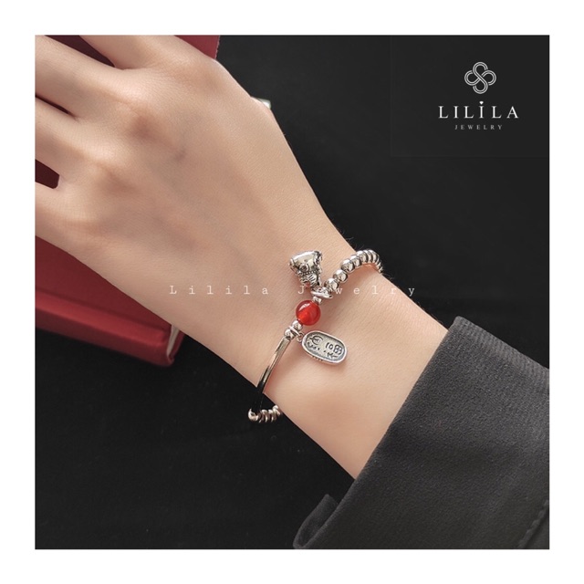 LẮC TAY BI MIX CHARM MÈO THẦN TÀI BẠC THÁI S925 LILILA JEWELRY