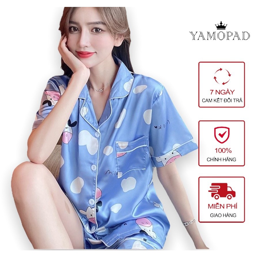 Set đồ bộ ngủ mặc nhà dễ thương chất lụa satin YAMOPAD