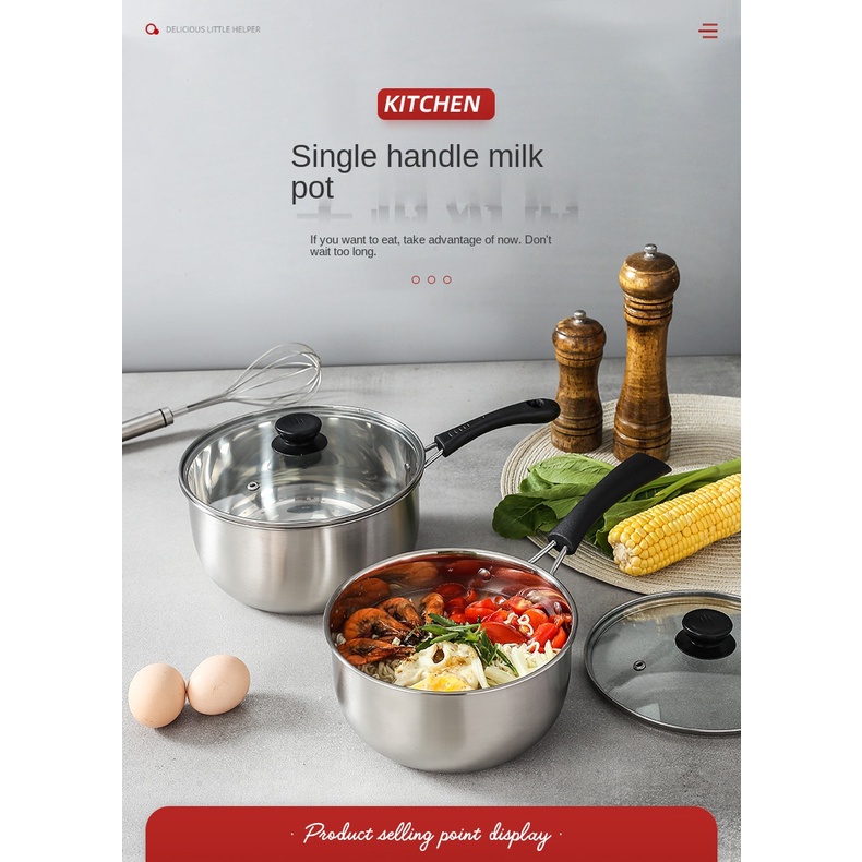 Nồi Nấu Ăn Cho Bé Bằng Thép Không Gỉ Có Tay Cầm Tiện Lợi
