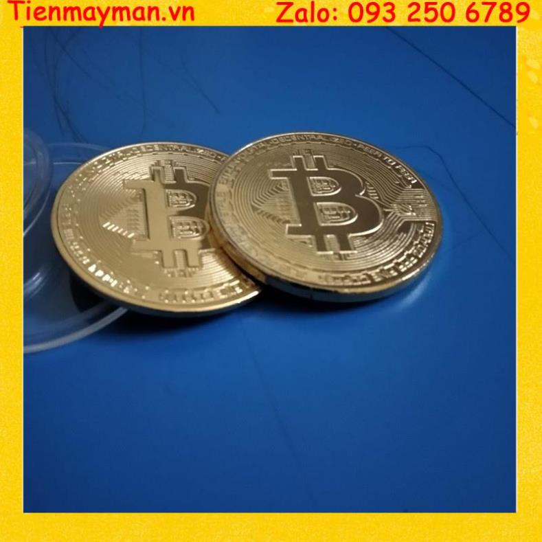 BÃO GIÁ - Đồng xu may mắn Bitcoin Mạ vàng 24 + Hộp nhựa đi kèm