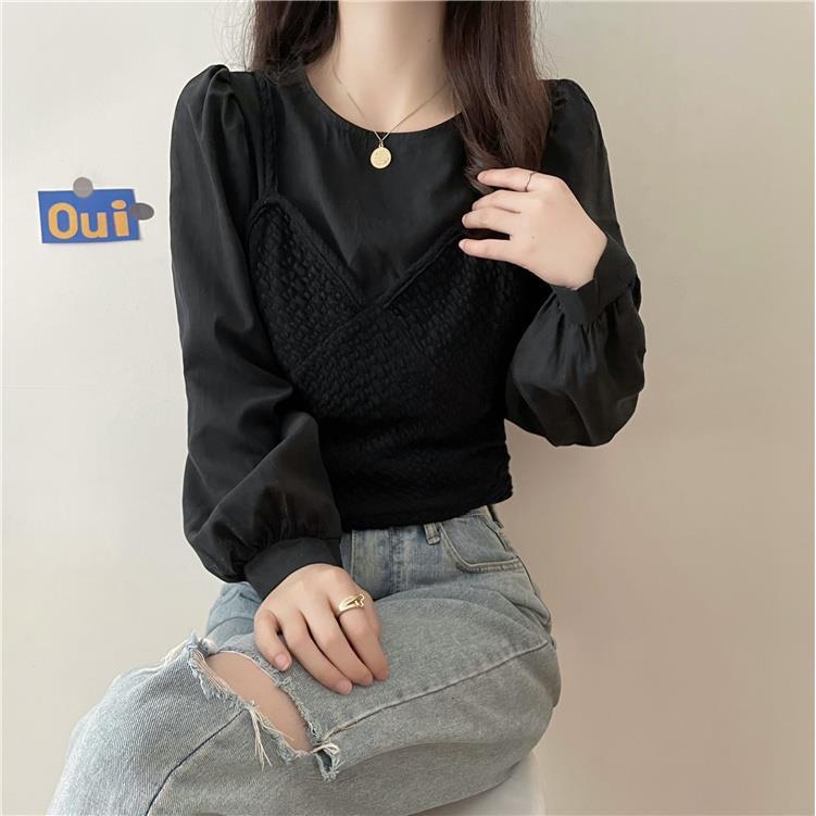 Áo Kiểu Tay Dài Giả Hai Lớp Thiết Kế Mới Thời Trang Dành Cho Nữ