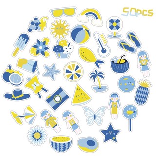 10 Sticker dán xanh mix vàng trang trí chống thấm nước