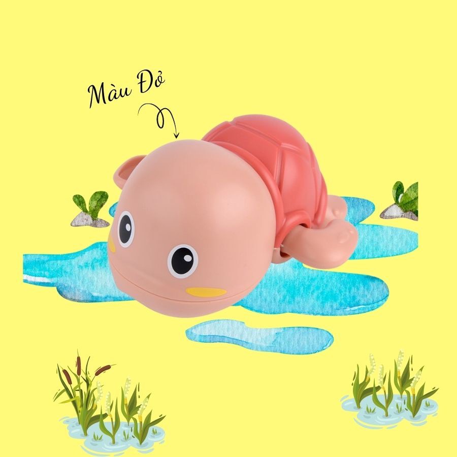 Rùa thả bể bơi vặn cót cho bé tắm, Đồ chơi phòng tắm cho bé, đồ chơi nhà tắm màu sắc tươi sáng, chất liệu nhựa an toàn