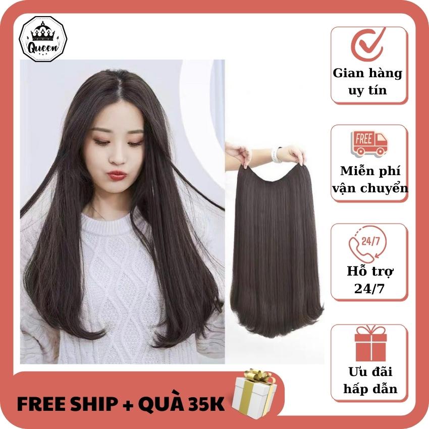 Tóc giả kẹp thẳng dài cúp đuôi QUEEN STORE ❤️FREESHIP❤️Kẹp cúp dải 6 phím - Tóc sợi tơ siêu đẹp - Hàng luôn sẵn