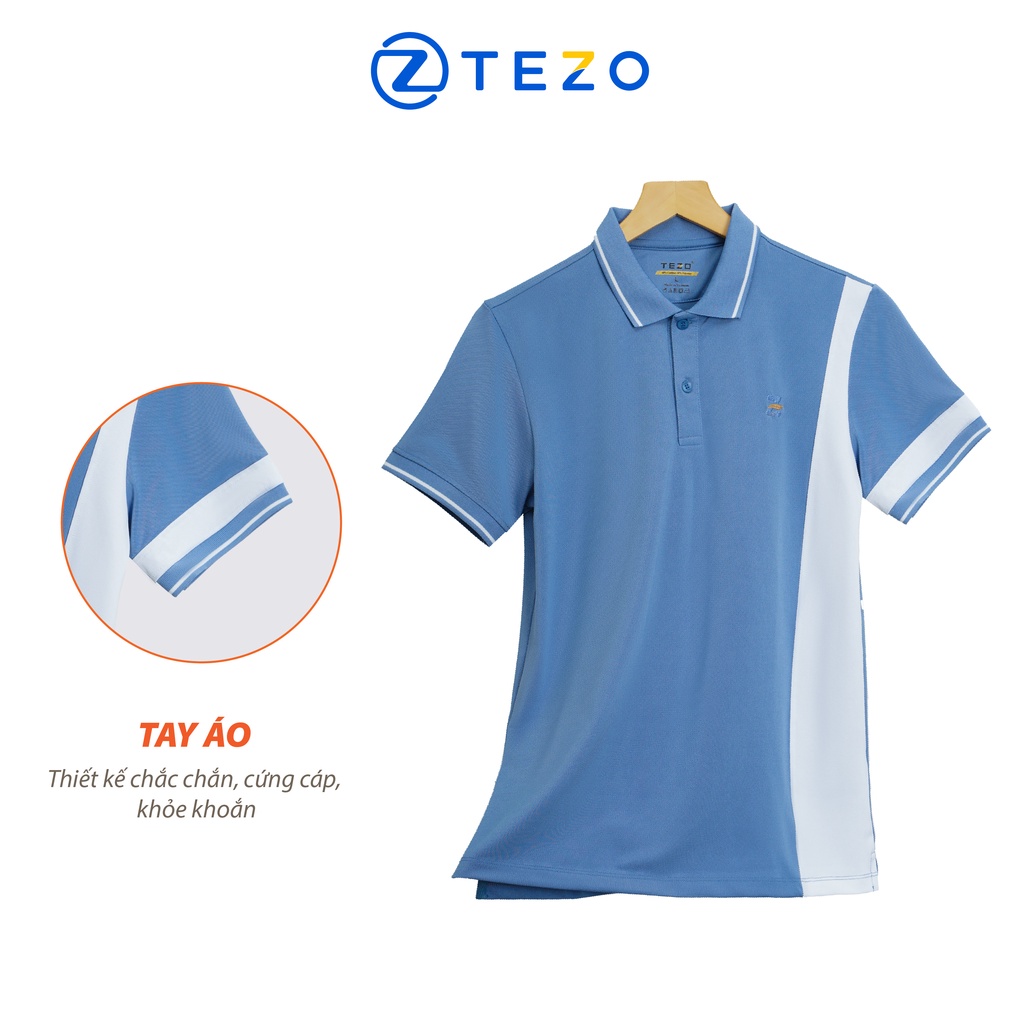 Áo polo nam thiết kế phối sườn Tezo phông có cổ năng động dễ mặc 22APCT021