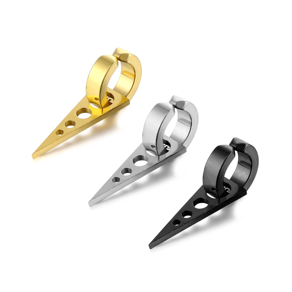 Khuyên kẹp tai titan tròn dẹt ft tam giác tháp lỗ