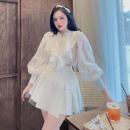Chân váy xếp ly phối lưới siêu hot vải siêu đẹp