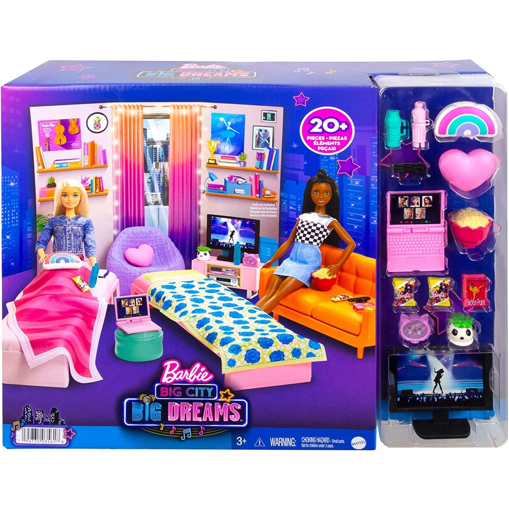 Đồ Chơi Căn Phòng Kiến Túc Xá Của Đôi Bạn Malibu và Brooklyn Trong Phim Barbie Big City Big Dream Dorm Room Playset