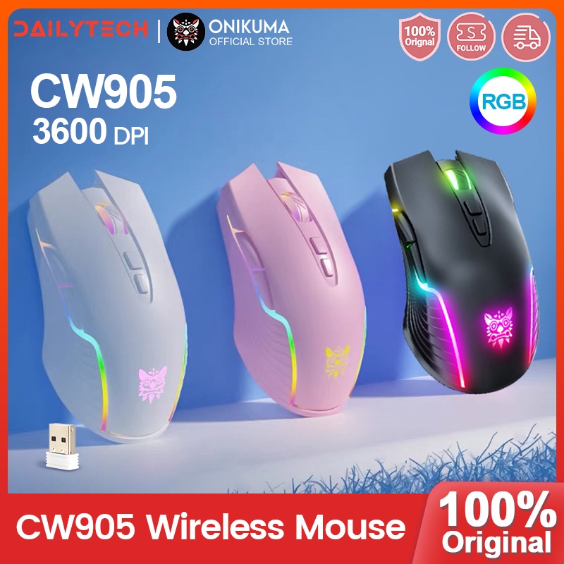 Chuột trò chơi Bluetooth không dây Onikuma CW905 có thể điều chỉnh 3600dpi đi kèm với RGB AILSPHERE LIGHT ORGONOMIC GAMING Chuột