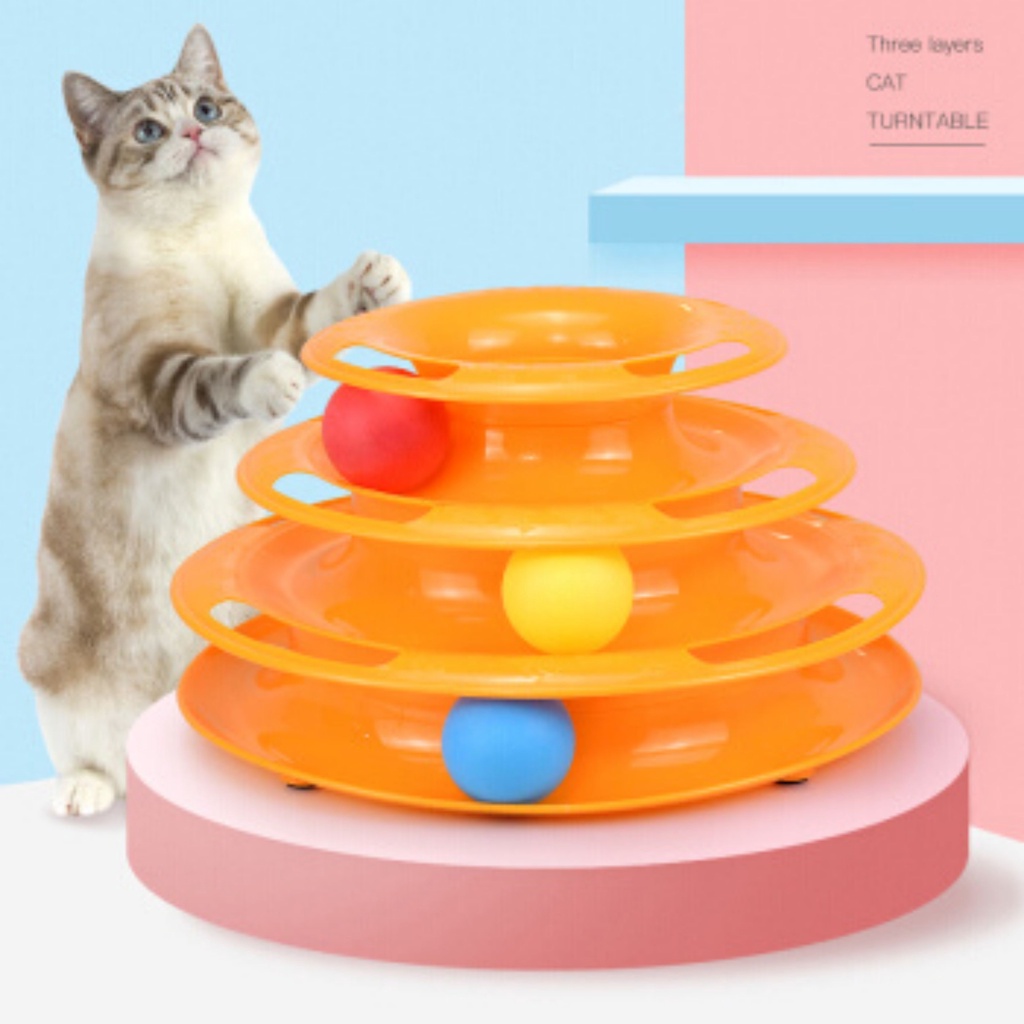 Tháp banh nhựa tầng đồ chơi cho mèo