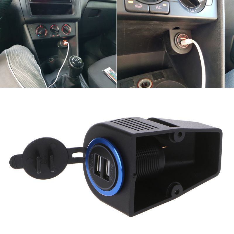 Nama Cục Sạc Chuyển Đổi 12V 24V Sang 5V 2 1A Hai Cổng USB Cho Xe Hơi Xe Tải