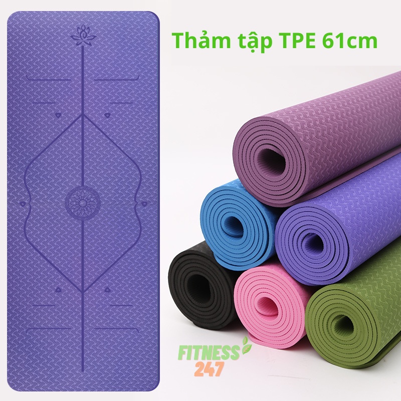 Thảm Yoga TPE Chống Trượt, Thảm Tập Yoga Gym Định Tuyến Cao Cấp Dày 6mm, 8mm Tập Tại Nhà (Tặng kèm túi)