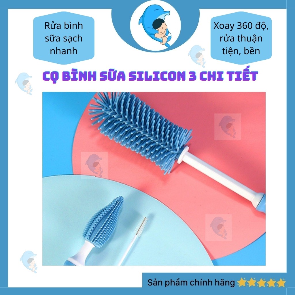 Bộ Cọ Rửa Bình Sữa Silicon Cao Câp 3 Chi Tiết Tiện Lợi Cao Cấp