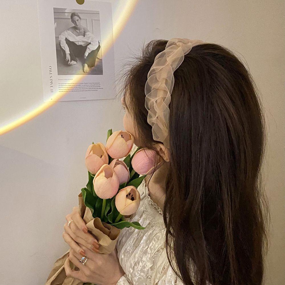 Băng Đô Cài Tóc Phối Ren Phong Cách Hàn Quốc Cho Nữ